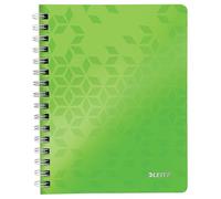 Leitz 46390054 A5 Flexible Cover Notebook, Wire Bound, 80 Sheets, Ruled, 90 gsm Ivory Paper, WOW Range, Green