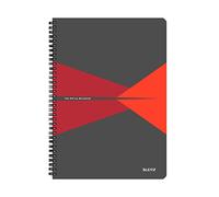 Leitz 46480025 A4 Stiff Cover Notebook, Red (90 Sheets, Ruled, 1 Bookmark, 90 gsm Ivory Paper, Office Range)