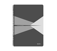 Leitz 46480085 A4 Stiff Cover Notebook, Grey (90 Sheets, Ruled, 1 Bookmark, 90 gsm Ivory Paper, Office Range)