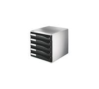 Leitz 5 A4 Drawer Cabinet, Organiser, Post Set, Black