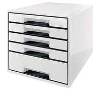 Leitz WOW Cube Drawer Cabinet 5 Drawers (1 Big and 4 Small) A4 Maxi White/Black