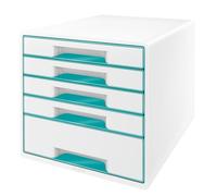 Leitz WOW CUBE Drawer Cabinet, 5 drawers (1 big and 4 small). A4 Maxi. White/ice