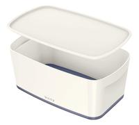 Leitz A5 MyBox Small with Lid, Storage Box for Home and Office, 5 L, Matt Finish, Plastic, BPA Free and Food Safe, White/Grey, 52291001