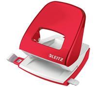 Leitz NeXXt WOW Mini Hole Punch, Capacity for 10 Sheets, Hole Punch with Format Markings, Metal, Red, 50601026