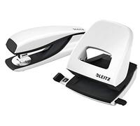 Leitz 50951001 Stapler and Hole Punch Set, Staple or Punch Up to 30 Sheets, Includes Staples, WOW Range, White