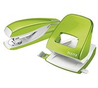 Leitz 50951054 Stapler and Hole Punch Set, Staple or Punch Up to 30 Sheets, Includes Staples, WOW Range, Green