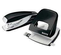 Leitz 50951095 Stapler and Hole Punch Set, Staple or Punch Up to 30 Sheets, Includes Staples, WOW Range, Black