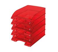 Leitz 52260028 Letter Tray Transparent Plus A4 Polystyrene 5-Pack Dark Red