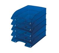 Leitz 52260039 Letter Tray Transparent Plus A4 Polystyrene Dark Blue Pack of 5
