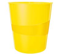 Leitz 52781016 15 Litre Waste Bin, Plastic, Wow Range, Yellow