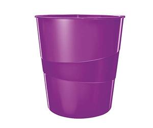 Leitz 52781062 15 Litre Waste Bin, Plastic, Wow Range, Metallic Purple