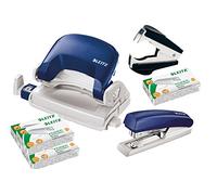 Leitz 5507 Punch and Hole Device Bundle includes Storage Staples and Staple Remover Komplettset blue