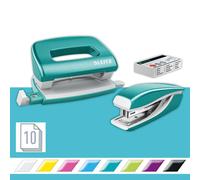 Leitz 55612051 Mini Stapler and Hole Punch Set, Staple or Punch Up to 10 Sheets,