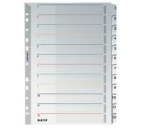 Leitz A4 1-12 Re-Writable Index, Heavy Duty Cardboard with Mylar Tabs, Extra Wid