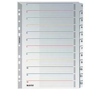 Leitz A4 1-12 Re-Writable Index, Heavy Duty Cardboard with Mylar Tabs, Extra Wide, Grey