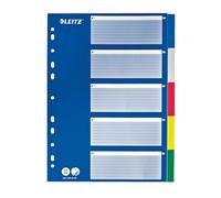Leitz A4 1-5 Dividers, Heavy Duty Plastic and Cardboard, Multi-Coloured