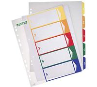 Leitz A4 1-5 Index, PC-Printable, Heavy Duty Plastic, Standard colours - White/Multicolour