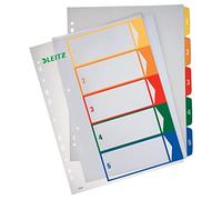 Leitz A4 1-5 Index, PC-Printable, Heavy Duty Plastic, Standard colours - White/Multicolour