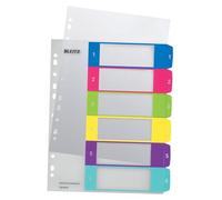 Leitz A4 12420000 WOW 1-6 Index, PC-Printable, Extra Wide, Heavy Duty Plastic, Multicolour
