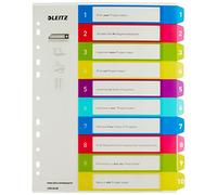 Leitz A4 12430000 WOW 1-10 Index, PC-Printable, Extra Wide, Heavy Duty Plastic, Multicolour