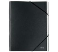 Leitz A4 Card Divider Book File, Integrated Index with 6 Compartments Black | Elastic Band Closure; For work, school or home