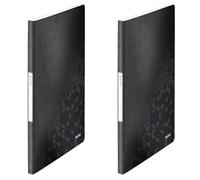 Leitz A4 Display Book, 20 Pockets, 40 Sheet Capacity, Transparent Pockets, Black, WOW Range, 46310095 (Pack of 2)