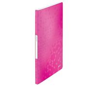 Leitz A4 Display Book, 20 Pockets, 40 Sheet Capacity, Transparent Pockets, Metallic Pink, WOW Range, 46310023