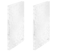 Leitz A4 Display Book, 40 Pockets, 80 Sheet Capacity, Transparent Pockets, White, Wow Range, 46320001 (Pack of 2)