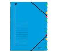 Leitz A4 Divider Book, Holds Up to 200 Sheets, 12 Compartments, Elastic Closure, Blue, Office Range, 39120035
