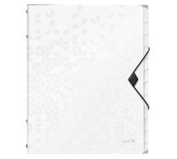 Leitz A4 Divider Book, Holds Up to 200 Sheets, Integrated Index with 12 Compartments, Elastic Closure, White, WOW Range, 46340001