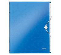 Leitz WOW Divider Book 46340036 – A4, 12-compartment index, holds 200 sheets, metallic blue