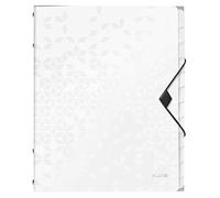 Leitz A4 Divider Book, Holds Up to 200 Sheets, Integrated Index with 12 Compartments, Elastic Closure, White, WOW Range, 46340001