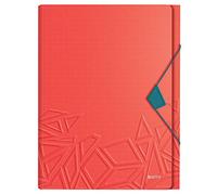 Leitz A4 Expanding File with 5 Compartments, Elastic Band Fastener, 250 sheet Capacity, Red, Urban Chic Range, 39970020