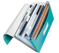 Leitz A4 Expanding File with 6 Compartments, Elastic Band Fastener, Ice Blue, WOW Range, 45890051