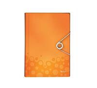 Leitz A4 Expanding File with 6 Compartments, Elastic Band Fastener, Metallic Orange, WOW Range, 45890044