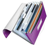 Leitz A4 Expanding File with 6 Compartments, Elastic Band Fastener, Purple, WOW Range, 45890062
