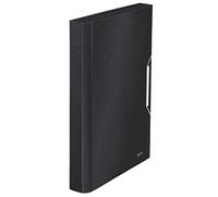 Leitz A4 Expanding File with 6 Compartments, Elastic Band Fastener, Satin Black, Style Range, 39570094