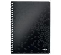 Leitz A4 Flexible Cover Notebook, Black Wire Bound, 80 Sheets, Ruled, 80 gsm Ivory Paper, Wow Get Organised Range
