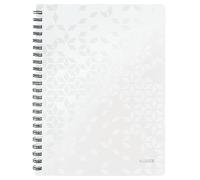 Leitz A4 Flexible Cover Notebook, White Wire Bound, 80 Sheets, Squared Paper, 90 gsm Ivory Paper, Wow Range