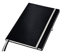 Leitz A4 Hard Cover Notebook, Squared with 2 Textile Page Markers, 100 gsm Ivory Paper, Style Range, Satin Black, 80 Sheets