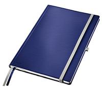 Leitz A4 Hard Cover Notebook, Squared with 2 Textile Page Markers, 100 gsm Ivory Paper, Style Range, Titan Blue, 80 Sheets
