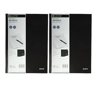 Leitz A4 Hard Covered Notebook, Squared, 90 gsm Ivory Paper, Solid Range, Black, 80 Sheets (Pack of 2)