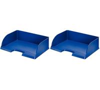 Leitz A4 Landscape Letter Tray, Jumbo, Blue, Plus Range, 52190035 (Pack of 2)