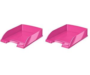 Leitz A4 Letter Tray, Metallic Pink, WOW Range, 52263023 (Pack of 2)