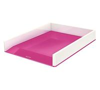 Leitz A4 WOW Letter Tray - White/Metallic Pink