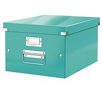 Leitz A4 Medium Storage Box with Lid and Metal Handles, Ice Blue