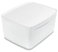 Leitz A4 MyBox Large with Lid, Storage Box for Home and Office, 18 L, Matt Finish, Plastic, BPA Free and Food Safe, White/Grey, 52161001