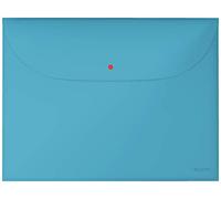 Leitz A4 Plastic Popper Wallet With 2 Pockets, 50 Sheet Capacity, Pack of 3, Cosy Range, Calm Blue, 47090061