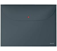 Leitz A4 Plastic Popper Wallet With 2 Pockets, 50 Sheet Capacity, Pack of 3, Cosy Range, Velvet Grey, 47090089