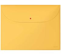 Leitz A4 Plastic Popper Wallet With 2 Pockets, 50 Sheet Capacity, Pack of 3, Cosy Range, Warm Yellow, 47090019